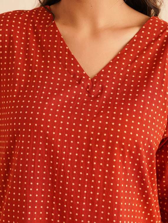 women polka dot three quarter sleeve kurta palazzo set - 22147255 -  Standard Image - 5