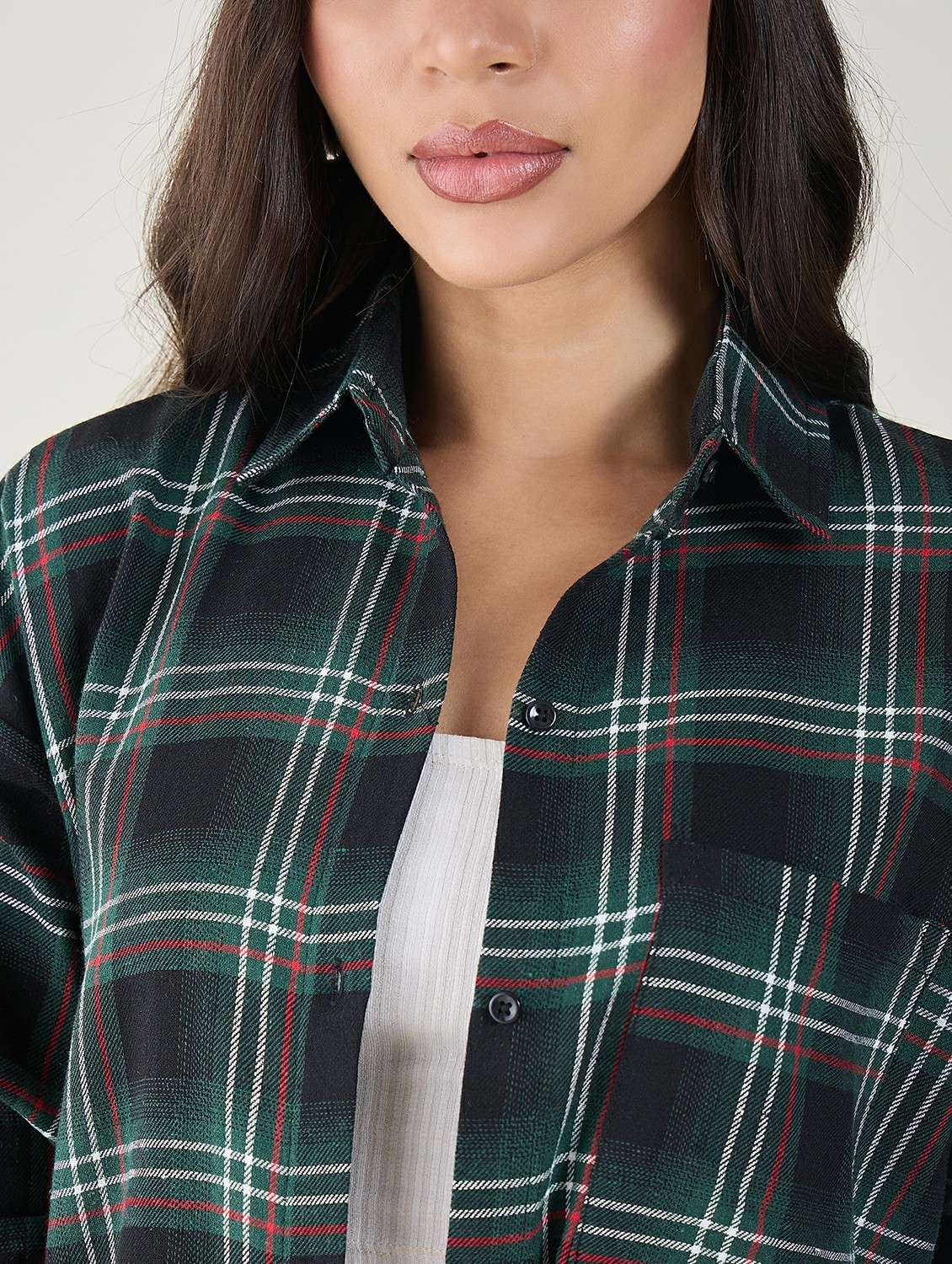 women checkered long sleeve oversized shirt - 22147433 - Standard Image - 5