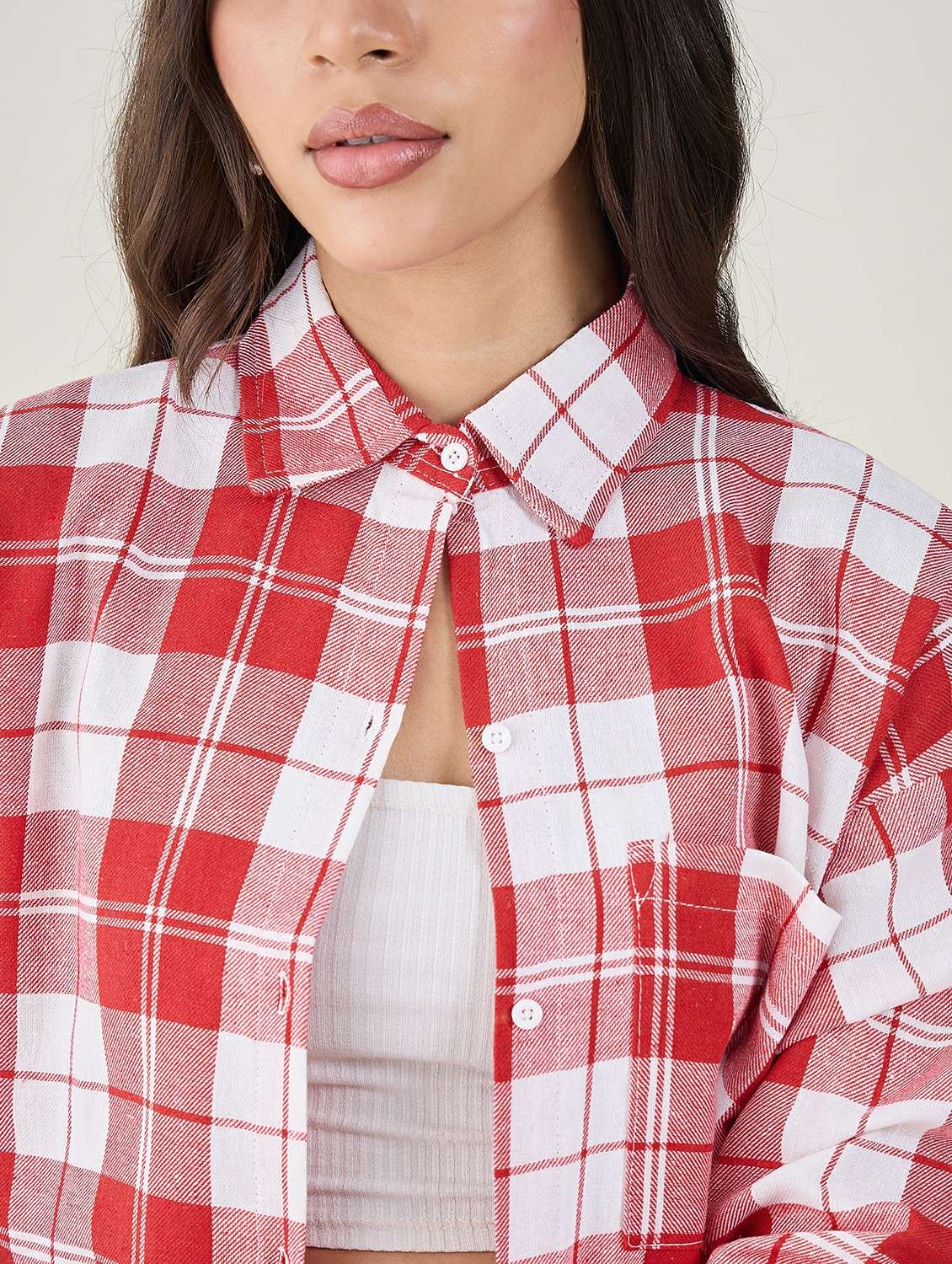 women checkered long sleeve oversized shirt - 22147434 - Standard Image - 5