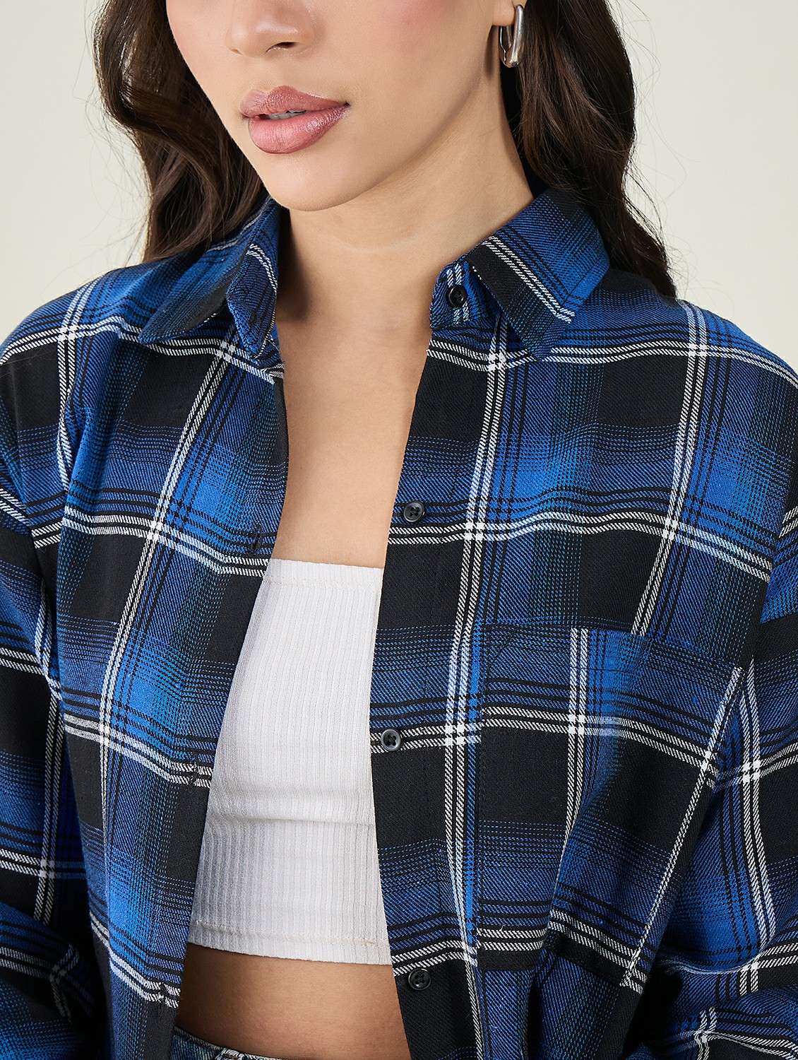 women checkered long sleeve oversized shirt - 22147436 - Standard Image - 5