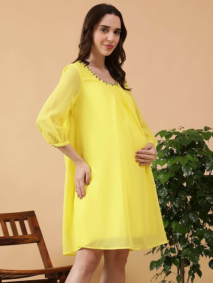 women solid long sleeve maternity wear dress - 22147490 -  Standard Image - 3