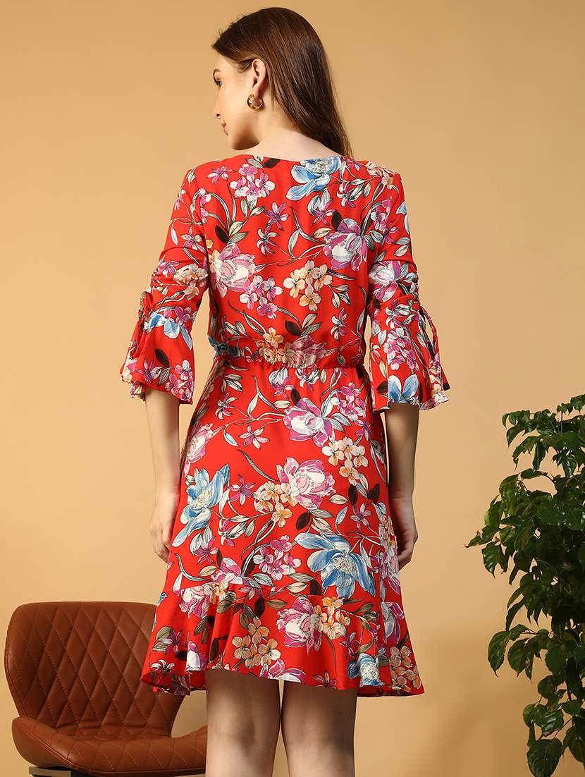 women floral print bell sleeve a-line dress - 22147501 -  Standard Image - 3