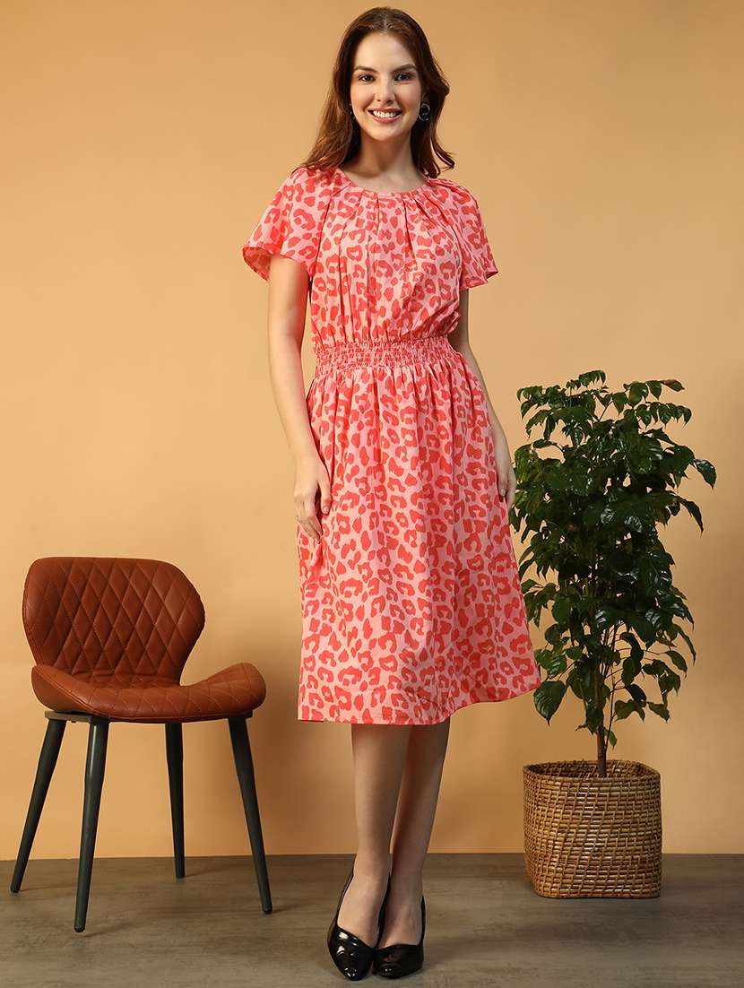 women animal print flared sleeve fit & flare dress - 22147509 -  Standard Image - 3