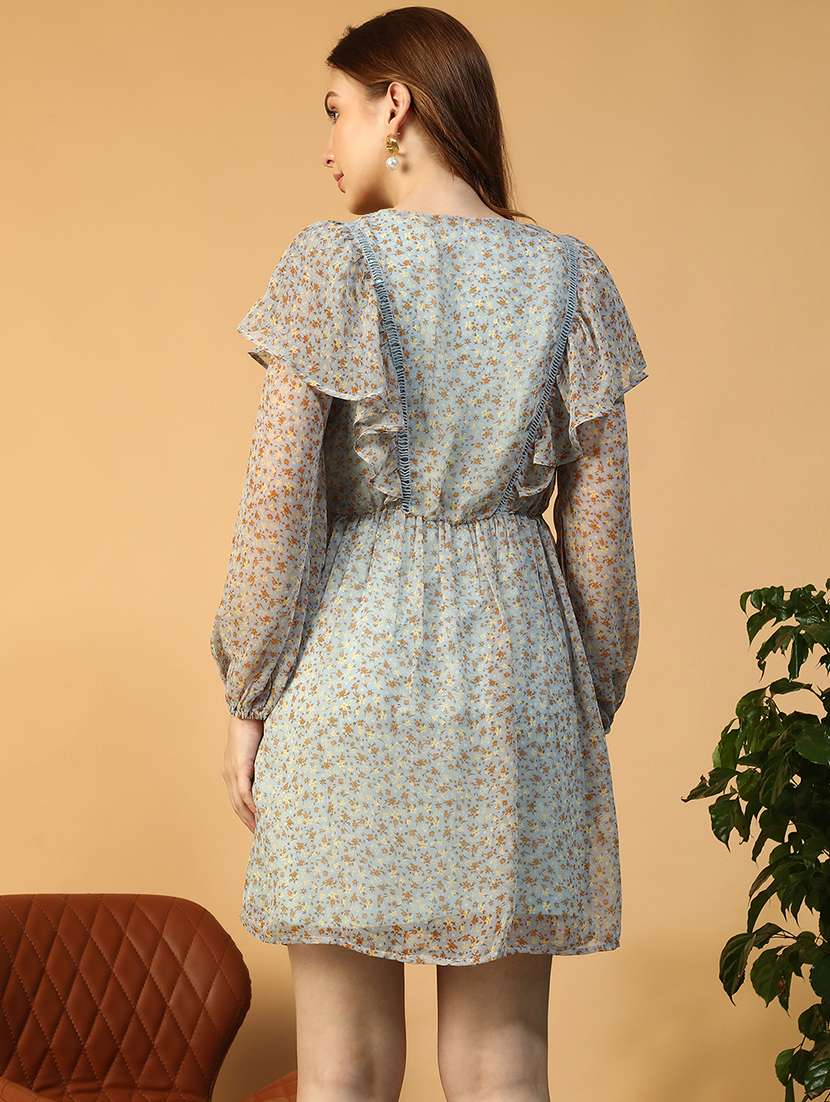 women printed  puff sleeve a-line dress - 22147510 -  Standard Image - 5