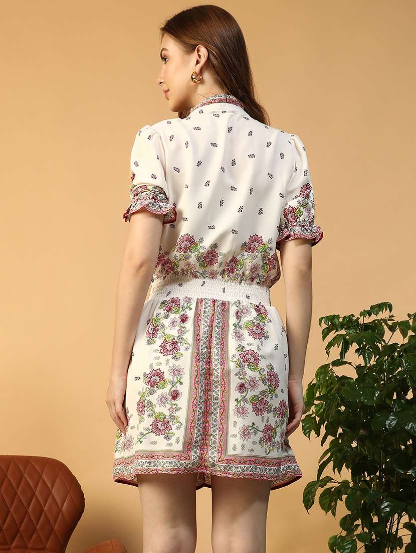 women printed puff sleeve fit & flare dress - 22147513 -  Standard Image - 5