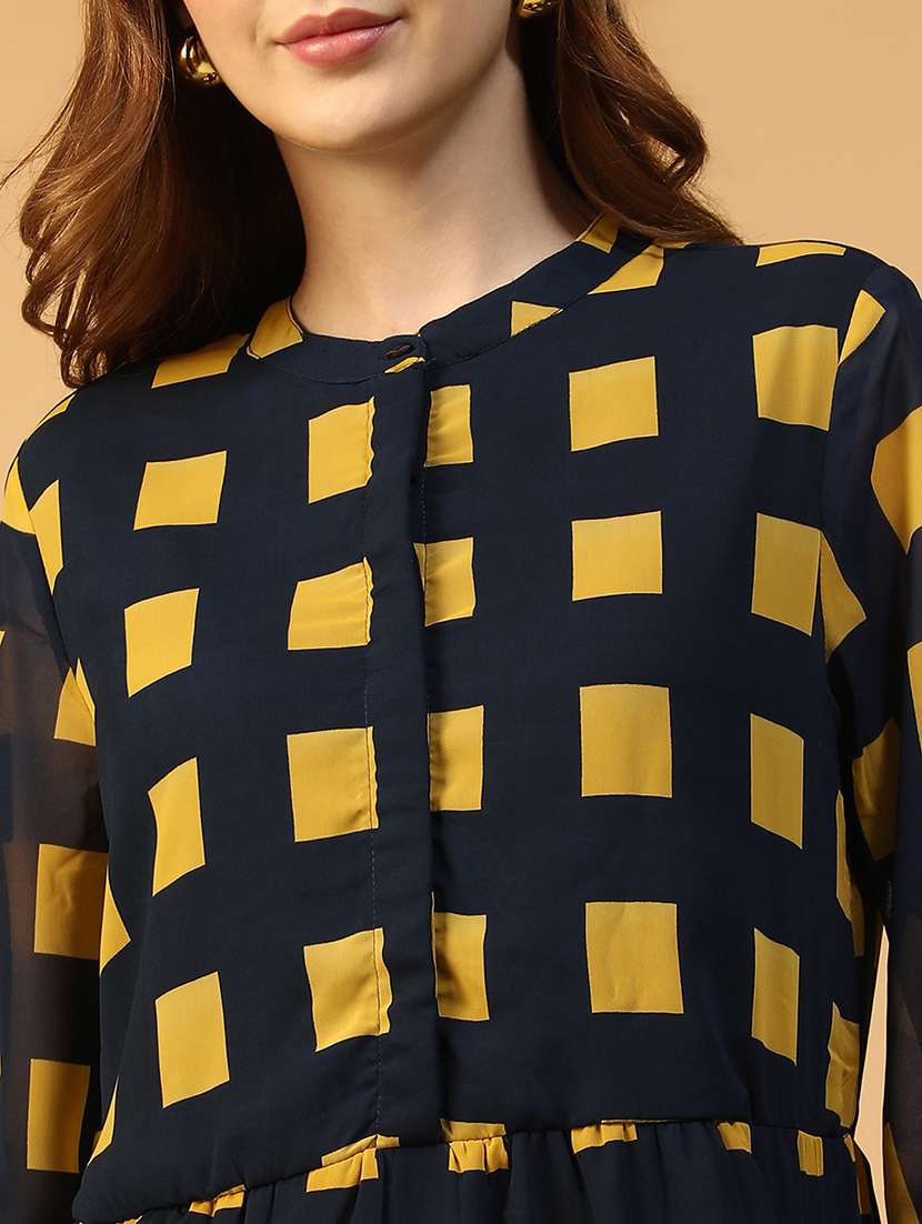 women checkered puff sleeve tiered dress - 22147515 -  Standard Image - 5