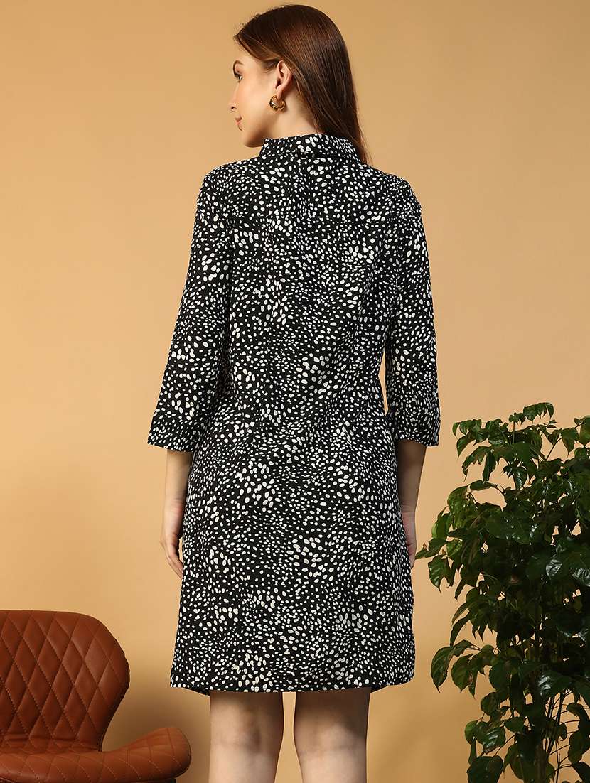women printed three quarter sleeve a-line dress - 22147520 -  Standard Image - 3