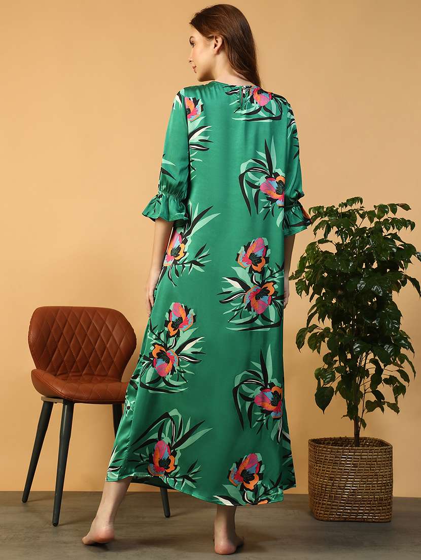 women floral print bell sleeve nighty - 22147532 -  Standard Image - 3