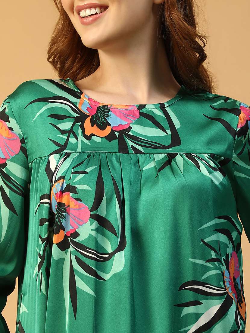 women floral print bell sleeve nighty - 22147532 -  Standard Image - 5