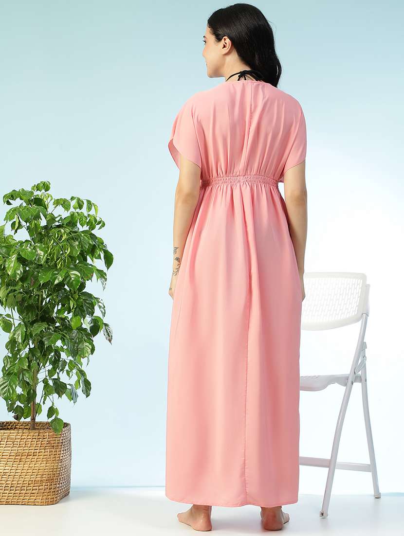 women solid short sleeve beachwear coverup - 22147535 -  Standard Image - 3