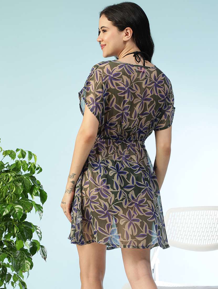 women printed short sleeve beachwear coverup dress - 22147536 -  Standard Image - 3