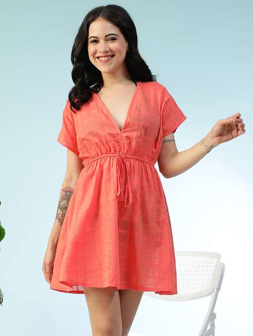 women solid short sleeve a-line dress - 22147538 -  Standard Image - 0