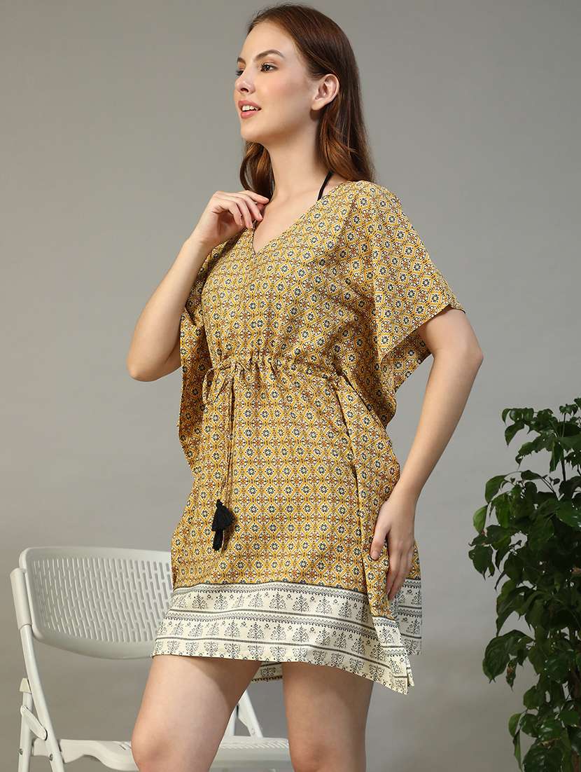 women printed short sleeve beachwear coverup dress - 22147541 -  Standard Image - 3