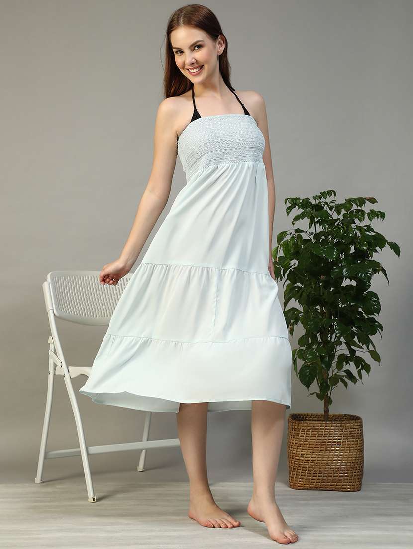 women solid beachwear coverup dress
