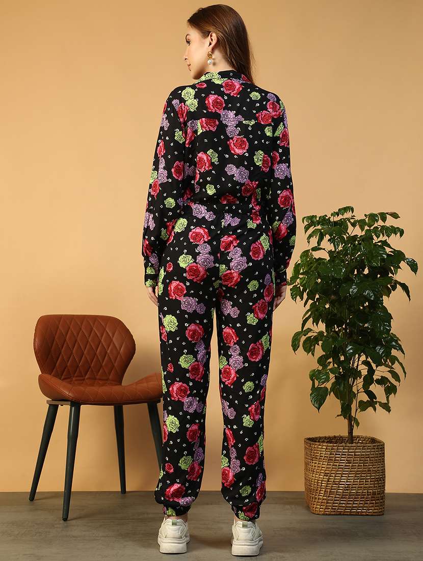 women floral print collared long sleeve jumpsuit - 22147545 -  Standard Image - 3
