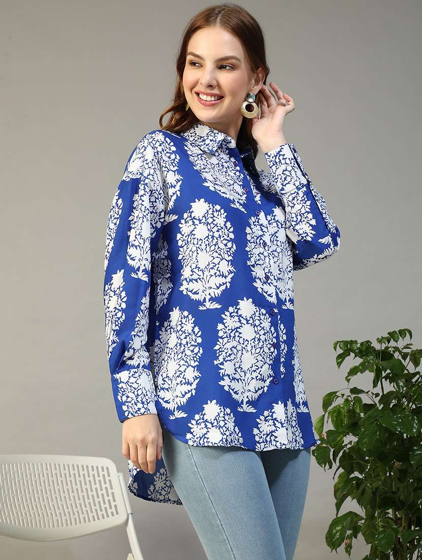 women printed collared long sleeve regular shirt - 22147556 -  Standard Image - 3