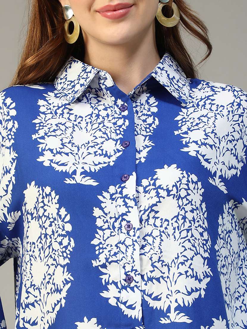 women printed collared long sleeve regular shirt - 22147556 -  Standard Image - 5