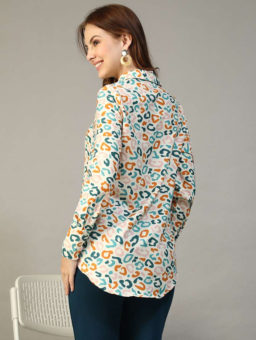 women printed collared long sleeve regular shirt - 22147557 -  Standard Image - 3