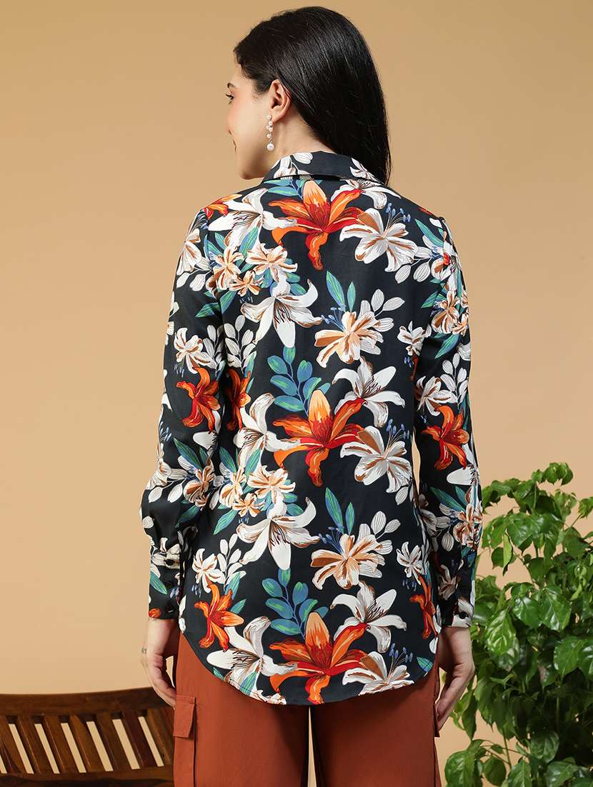 women printed collared long sleeve regular shirt - 22147559 -  Standard Image - 5
