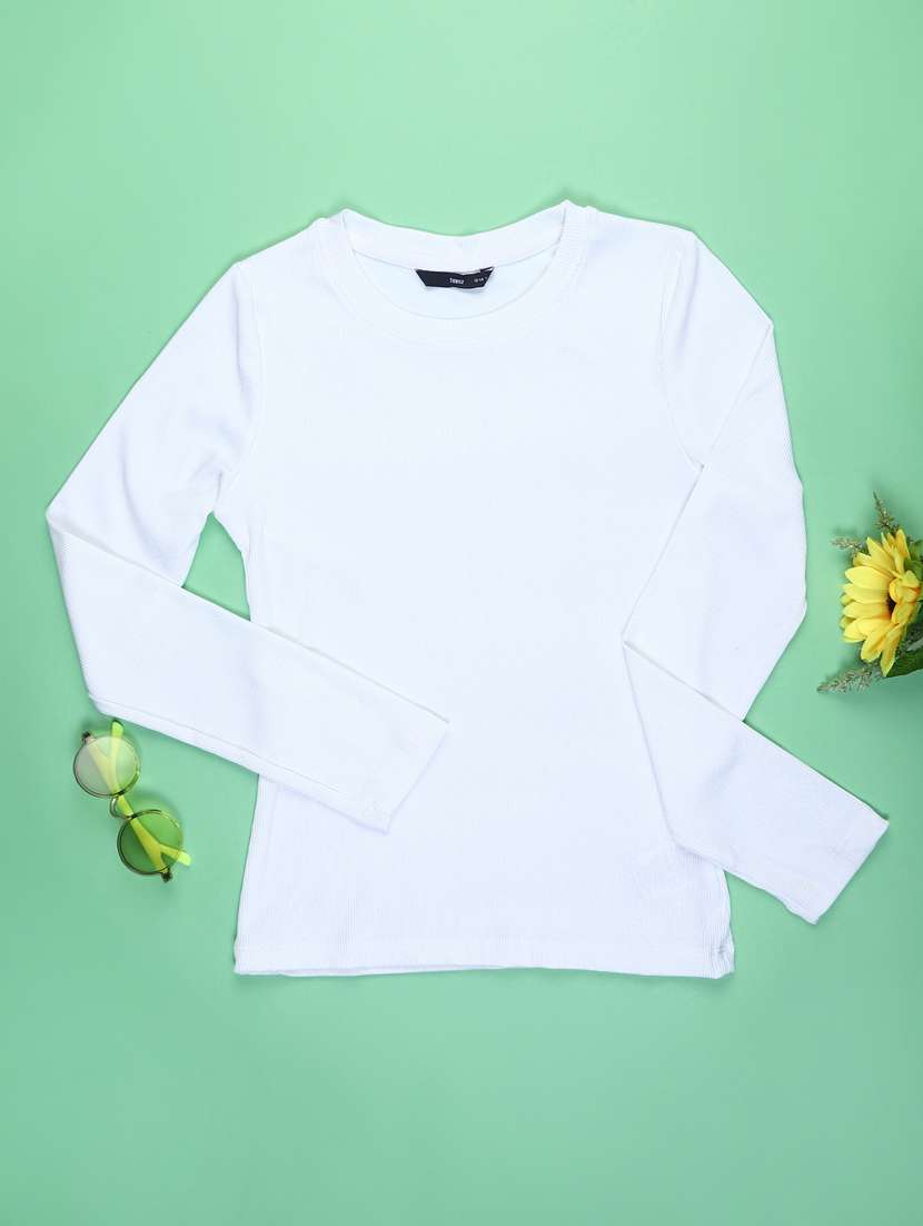 girls solid long sleeve t-shirt