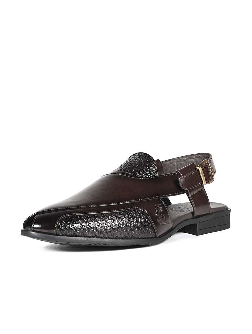 men brown back strap sandal - 22147589 -  Standard Image - 3