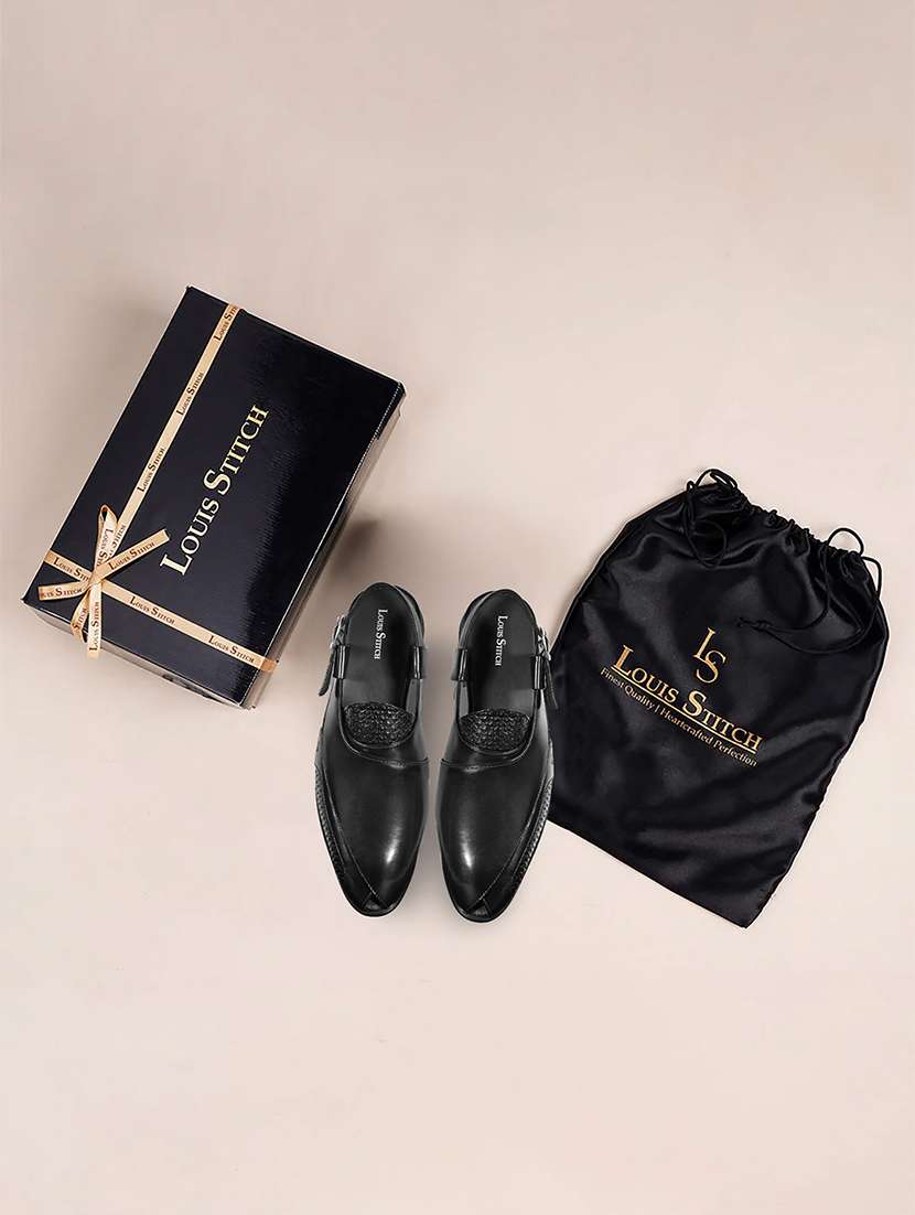 men black back strap sandal