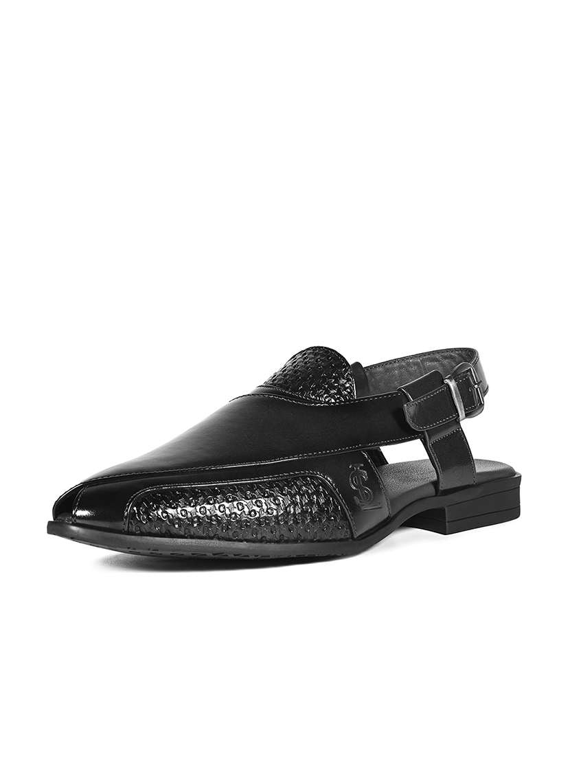 men black back strap sandal - 22147590 -  Standard Image - 3
