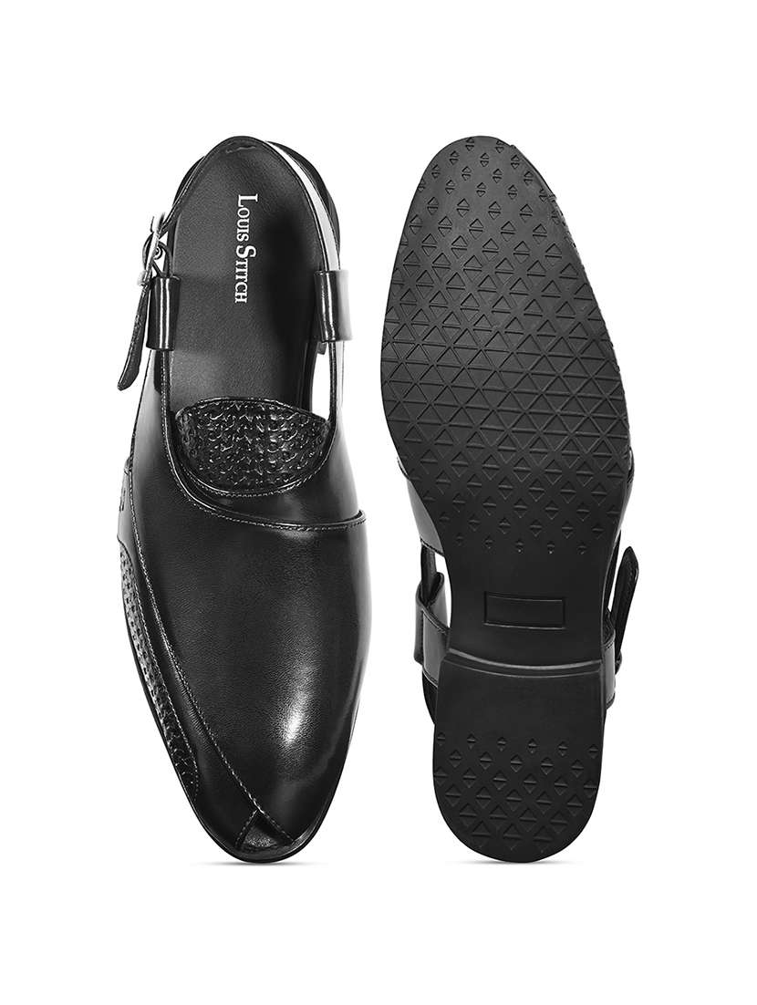 men black back strap sandal - 22147590 -  Standard Image - 5