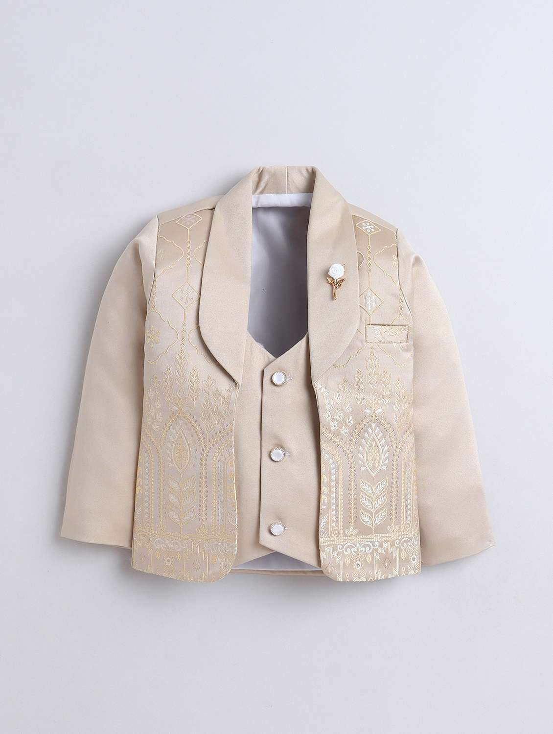 boys self designed blazer and trouser with shirt set - 22147667 -  Standard Image - 8