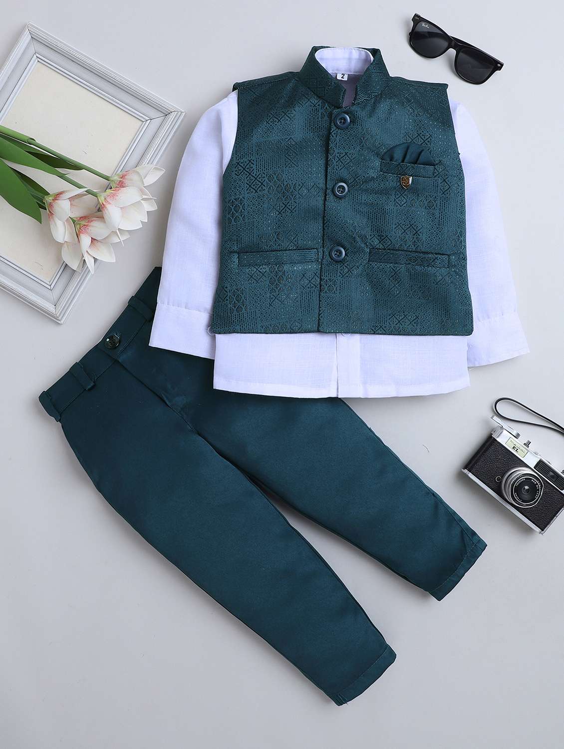 boys self design 3 piece suit set