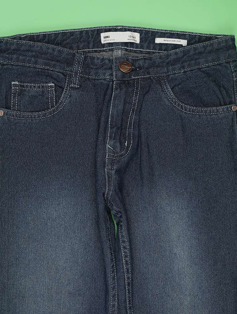 boys solid mid rise slim fit jeans - 22147694 -  Standard Image - 3