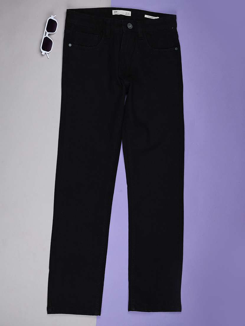 boys solid mid rise slim fit jeans