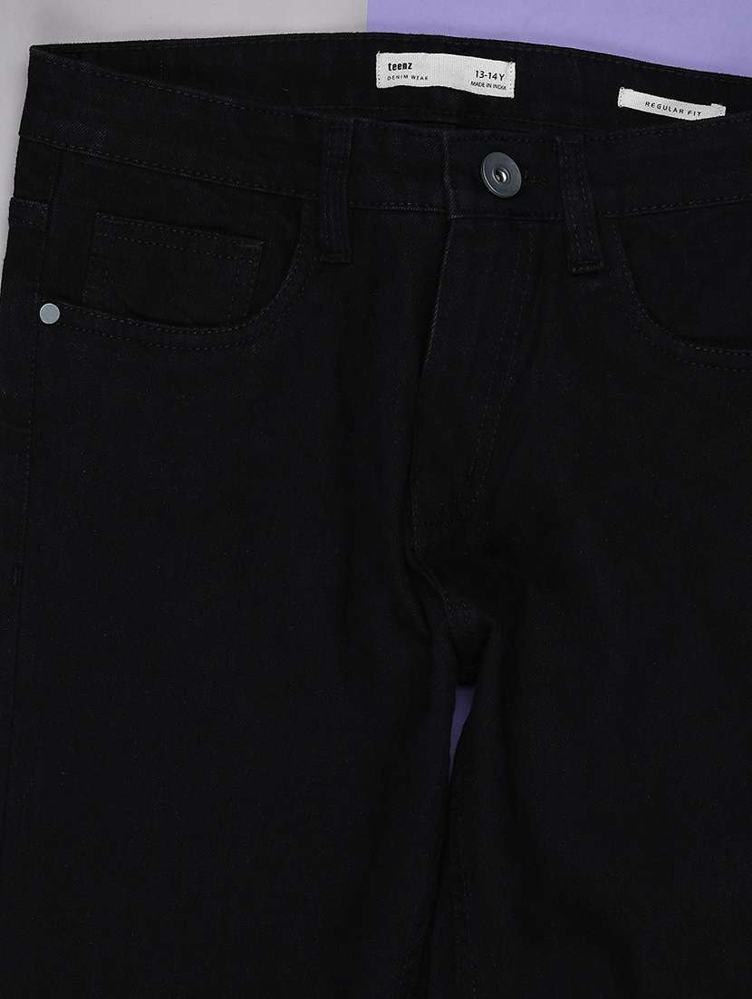 boys solid mid rise slim fit jeans - 22147695 -  Standard Image - 3