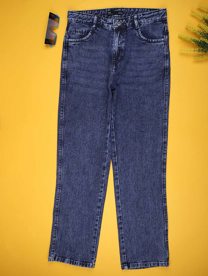 girls solid mid rise straight fit jeans