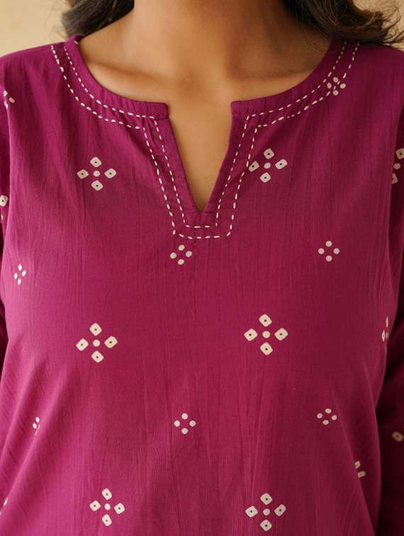 women printed three quarter sleeve straight kurti - 22147732 -  Standard Image - 5