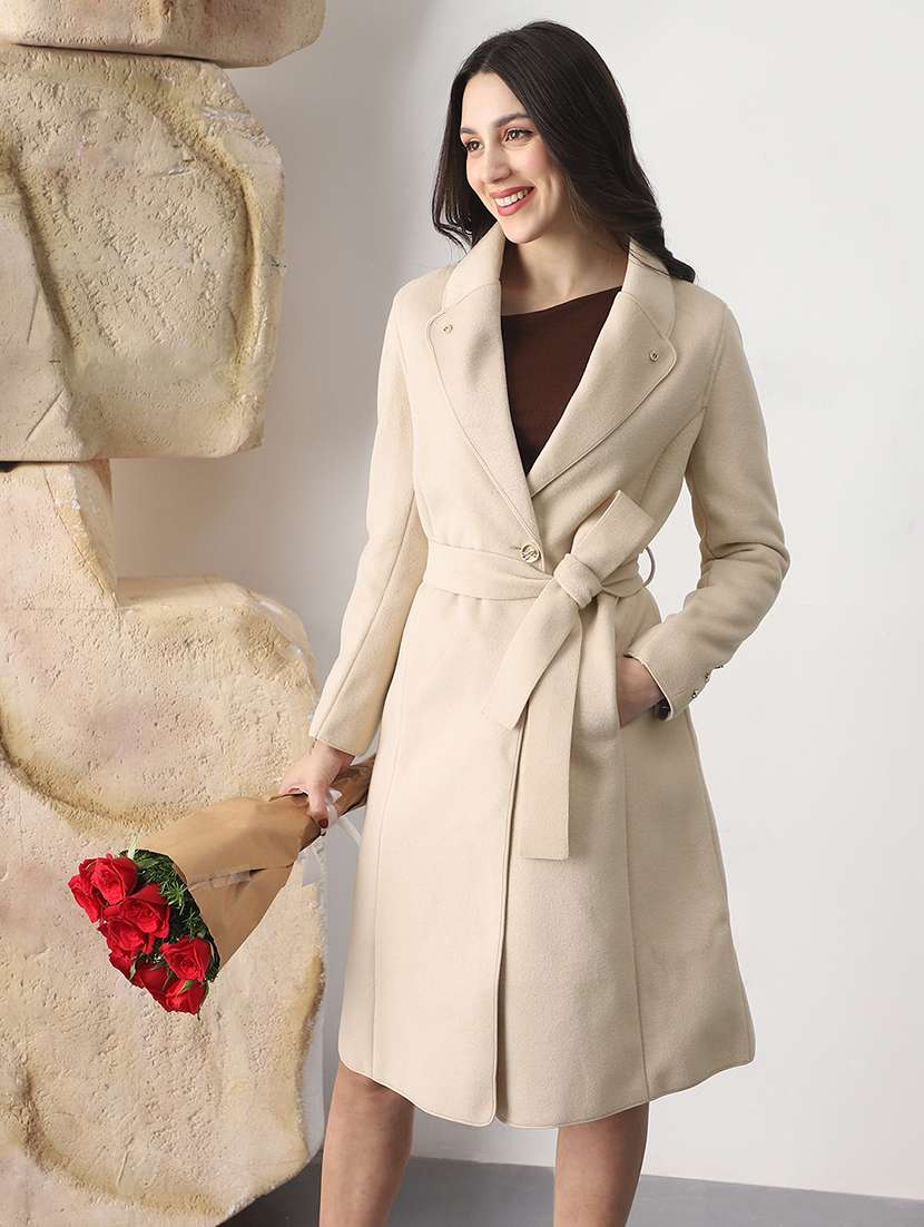 women solid long sleeve trench coat - 22147782 -  Zoom Image - 0