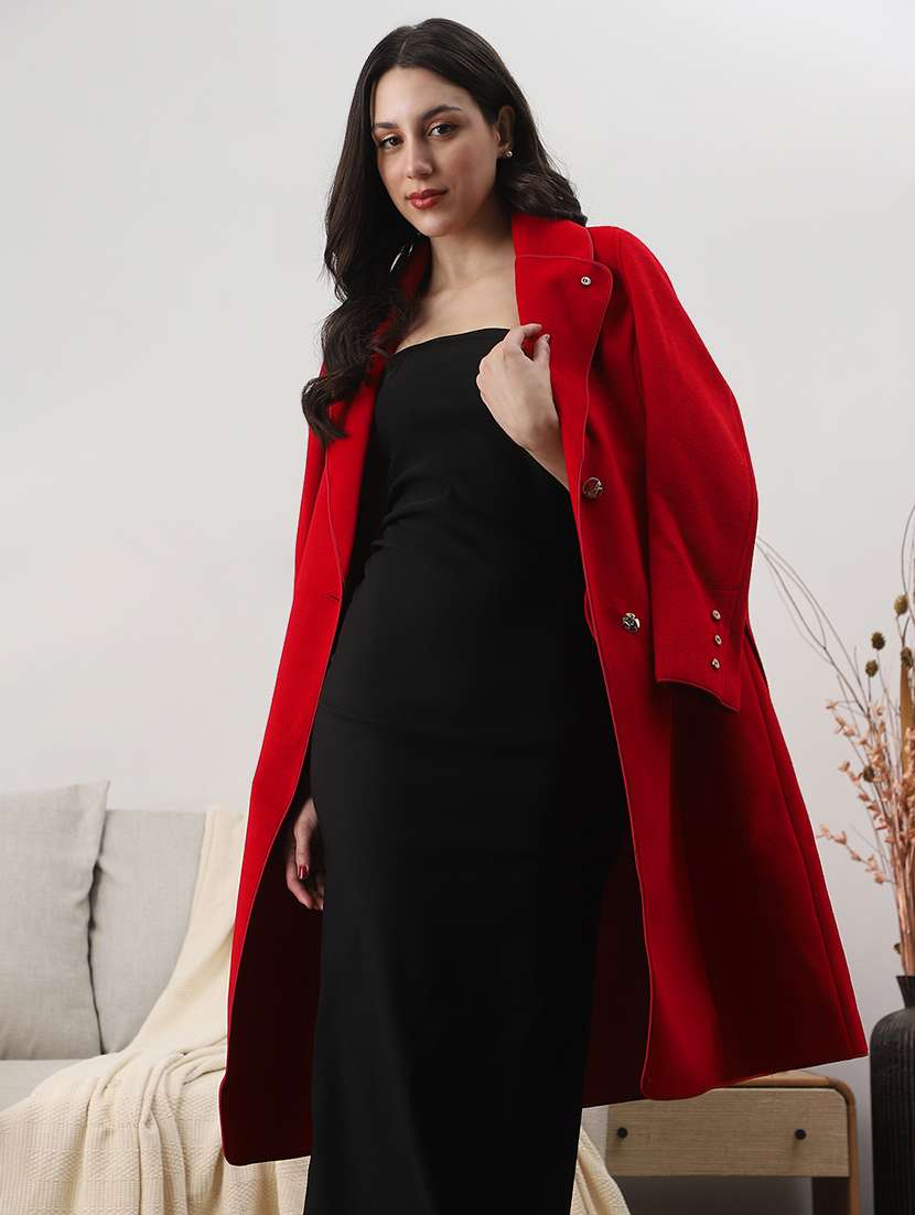 women solid long sleeve trench coat - 22147783 - Standard Image - 3