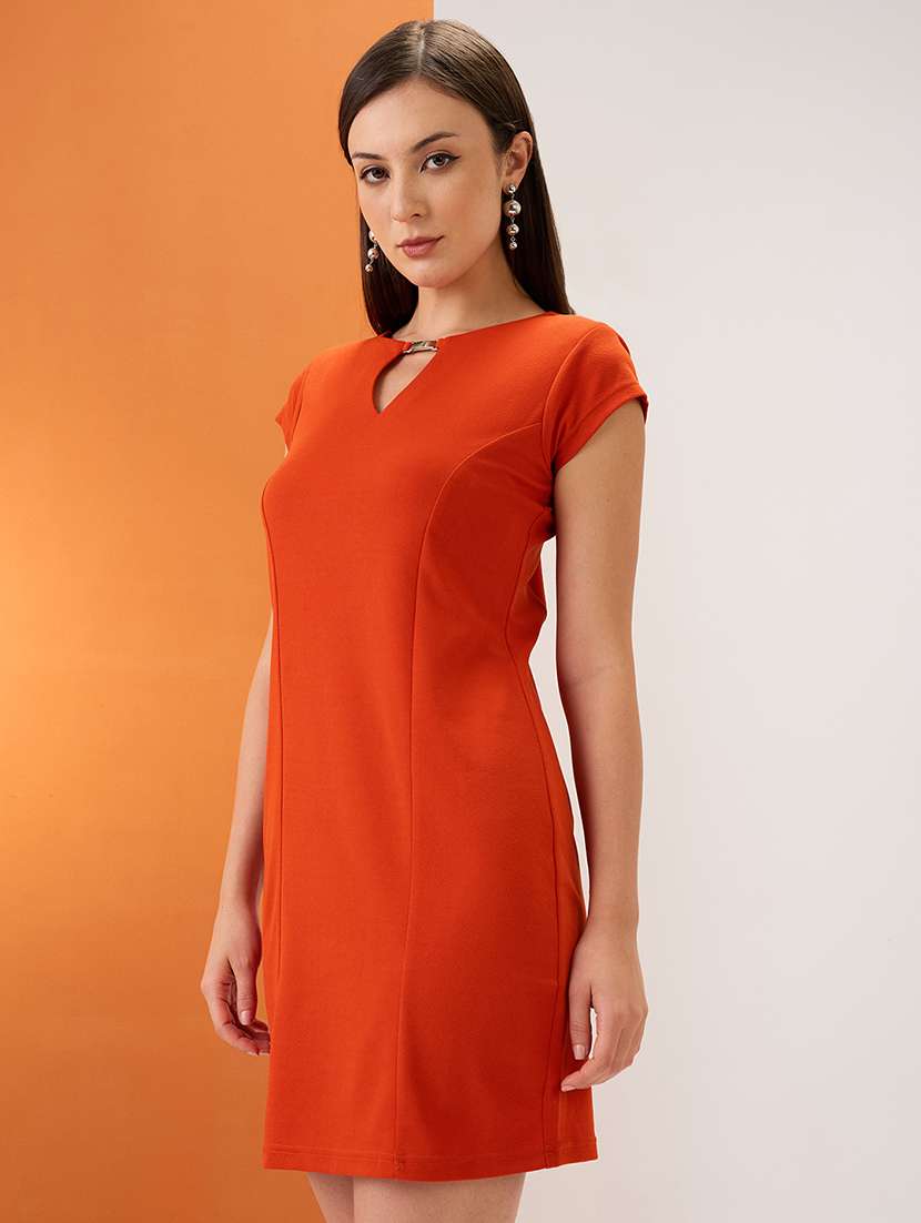 women solid short sleeve sheath dress - 22147791 -  Standard Image - 3