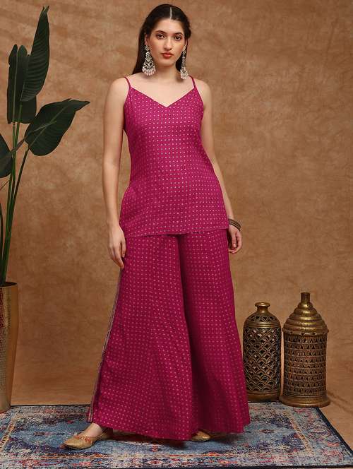 women foil printed shoulder strap ethnic co-ord set - 22147850 -  Standard Image - 0