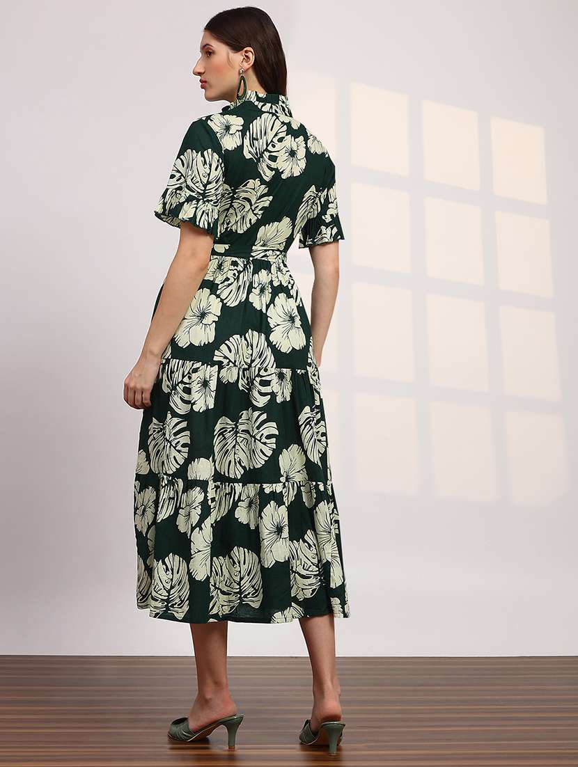 women floral printed short sleeve tiered dress - 22147855 -  Standard Image - 3