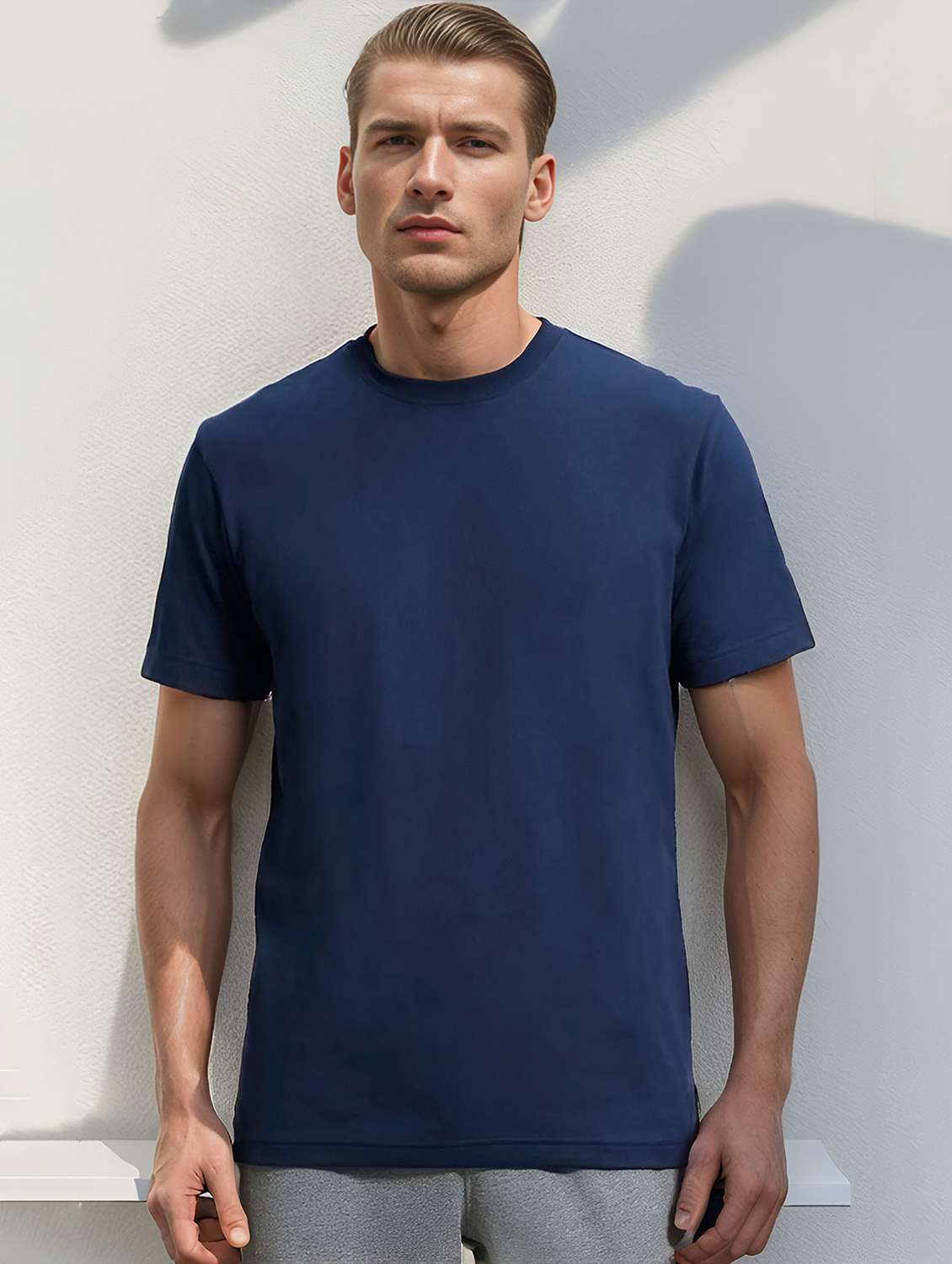 men solid short sleeve regular fit t-shirt