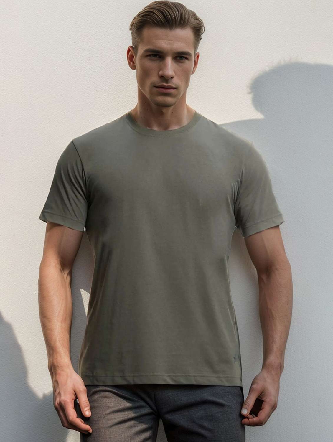 men solid short sleeve regular fit t-shirt - 22148040 -  Zoom Image - 0