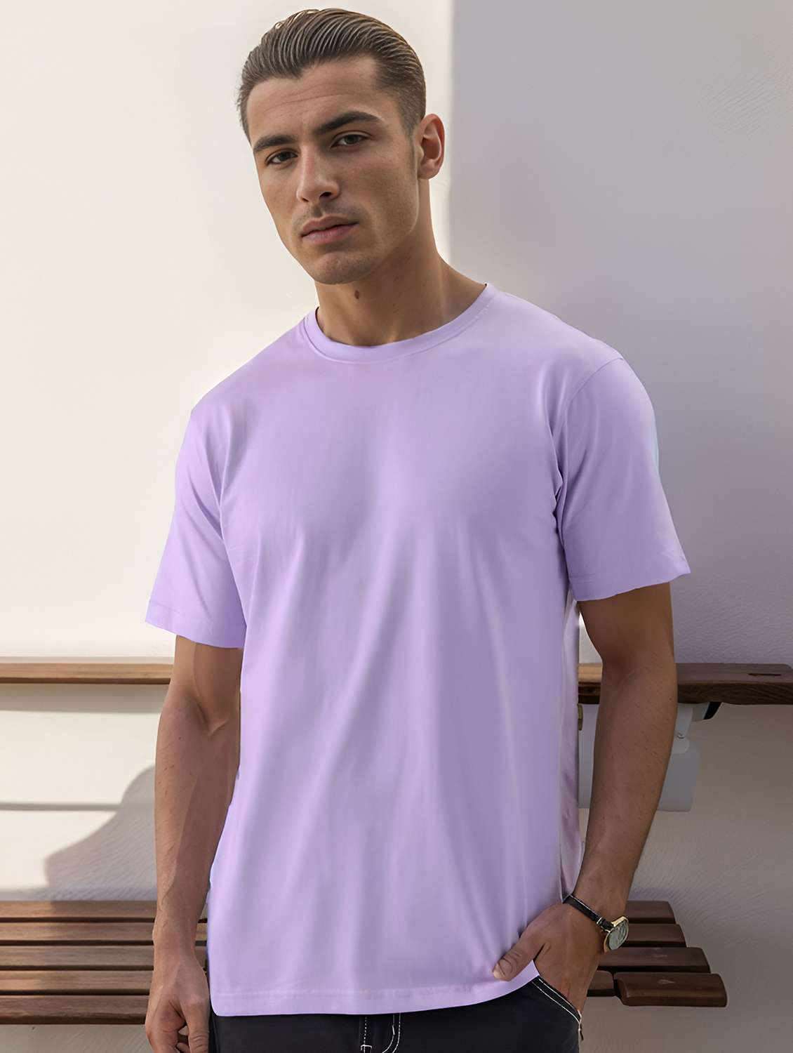 men solid short sleeve regular fit t-shirt