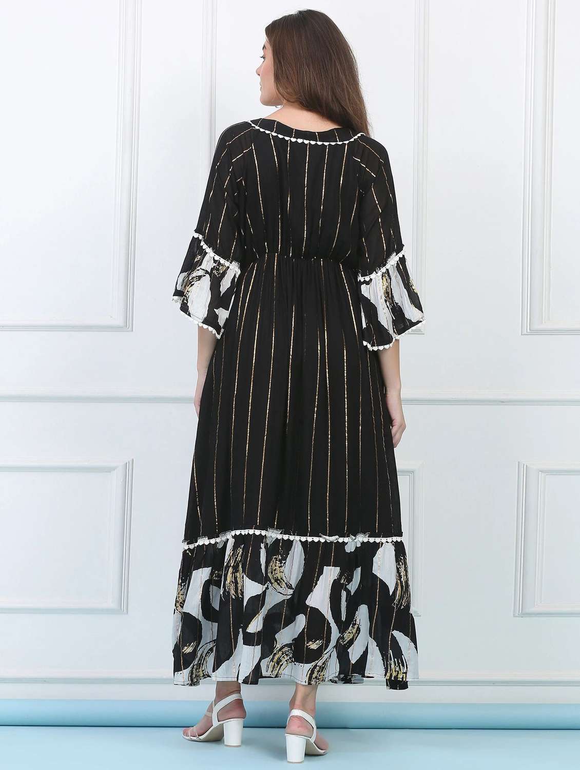 majestic by baani women cinched waist black maxi length dress - 22148057 -  Standard Image - 3