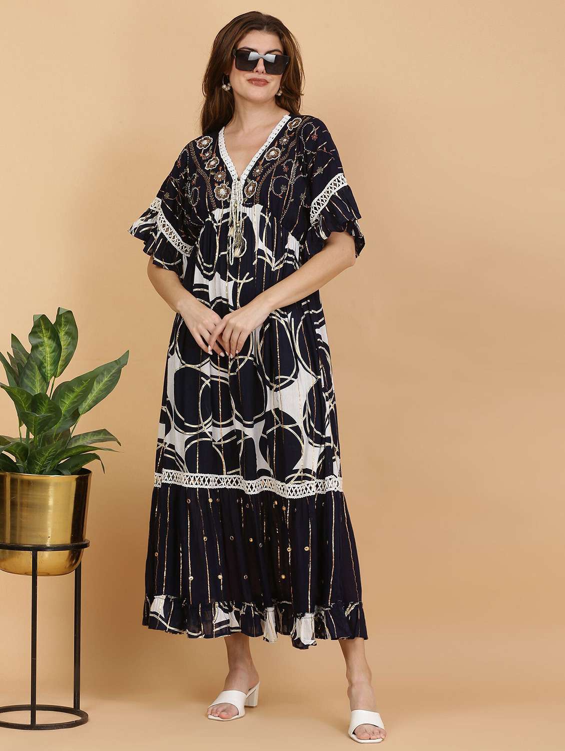 women self designed batwing sleeve tiered dress - 22148063 -  Zoom Image - 0