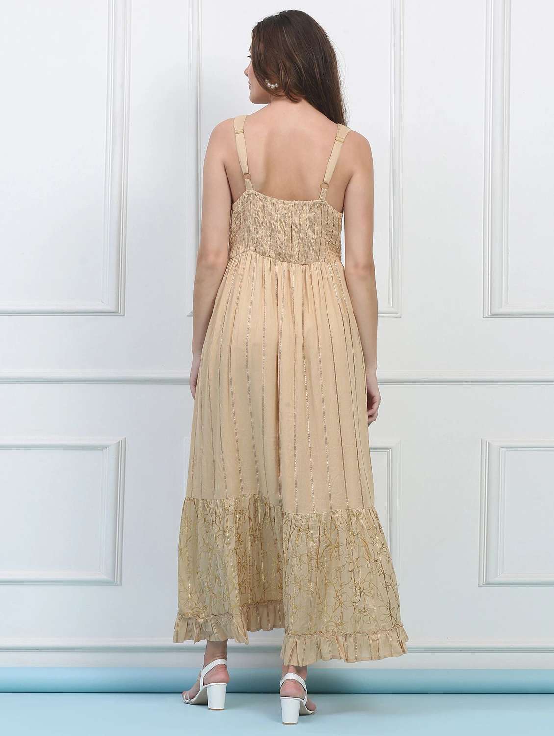 majestic by baani women tiered brown maxi length dress - 22148069 -  Standard Image - 3