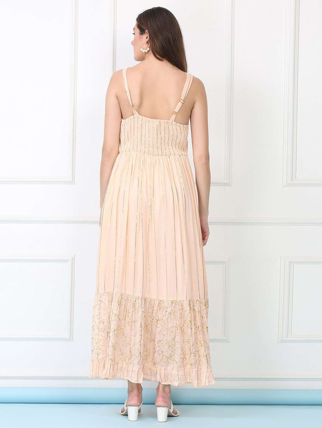 majestic by baani women tiered beige maxi length dress - 22148070 -  Standard Image - 3