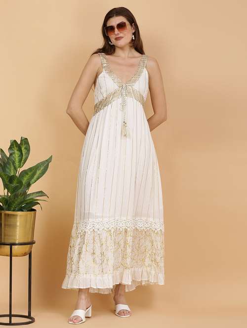 majestic by baani women white maxi length dress - 22148071 -  Standard Image - 0