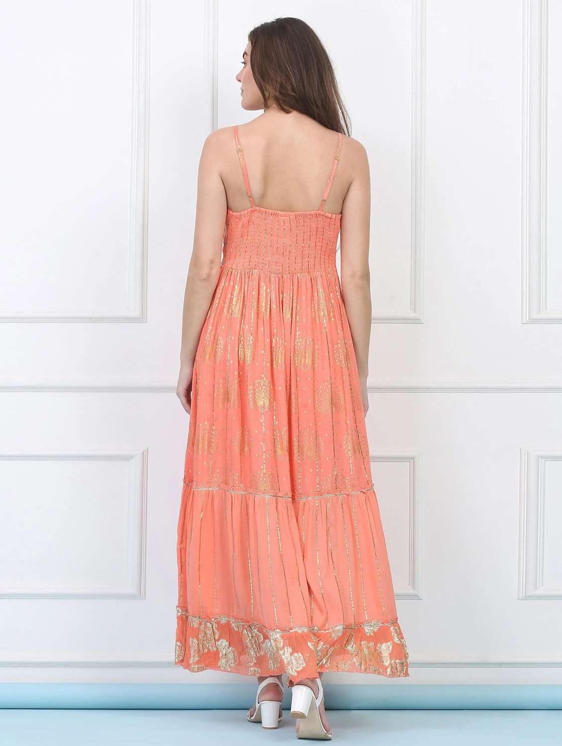 majestic by baani women orange maxi length dress - 22148079 -  Standard Image - 3