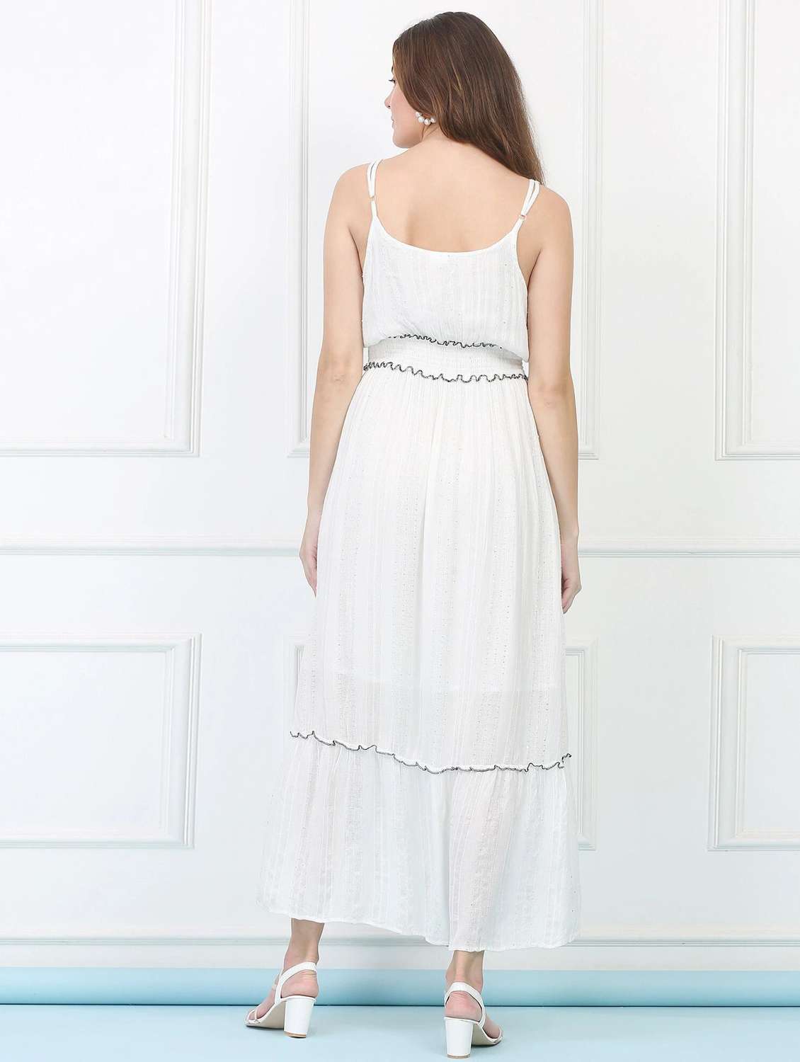 majestic by baani women tiered white maxi length dress - 22148104 -  Standard Image - 3